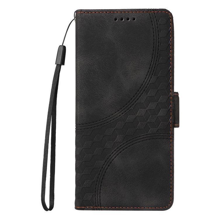 For vivo X200 Pro 5G Case PU Leather Phone Cover Rhombus Starry Imprinted - Black
