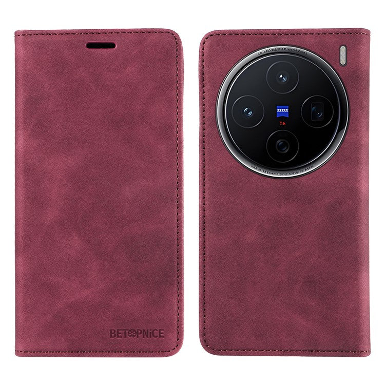 BETOPNICE 003 For vivo X200 5G Wallet Case Leather Phone Cover with Stand - Red