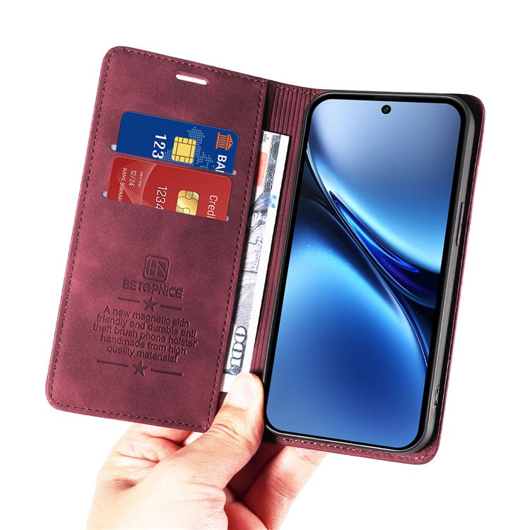 BETOPNICE 003 For vivo X200 5G Wallet Case Leather Phone Cover with Stand - Red