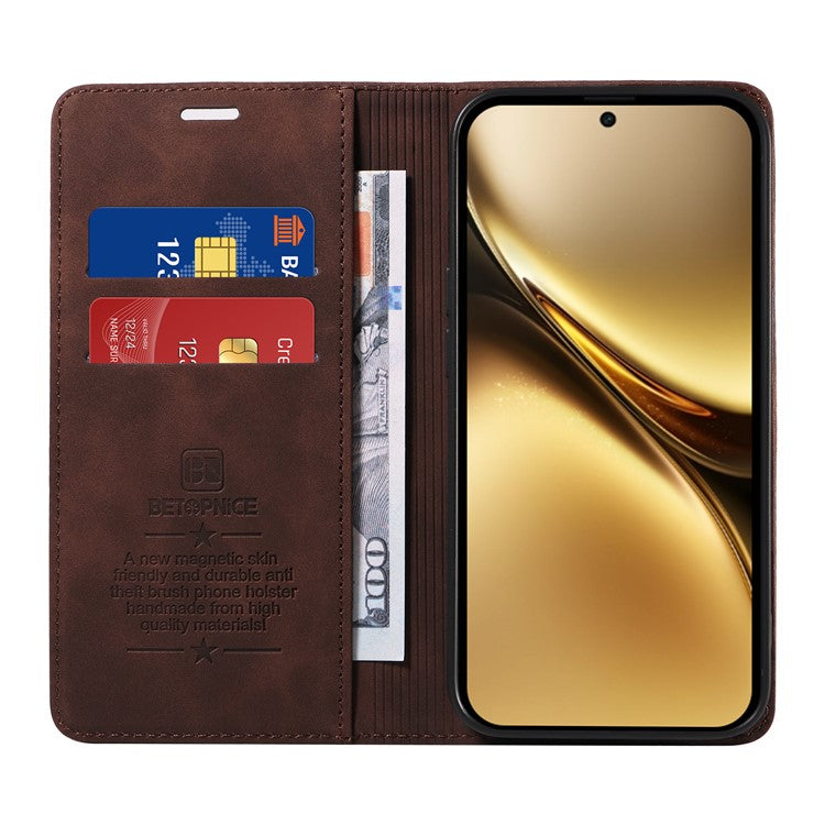 BETOPNICE 003 For vivo X200 Pro 5G Wallet Case Leather Phone Cover with Stand - Brown