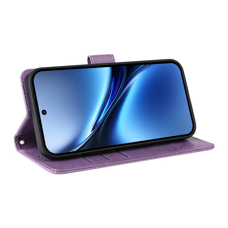 For vivo X200 5G Leather Case Butterfly Floral Imprint Wallet Stand Cover - Purple