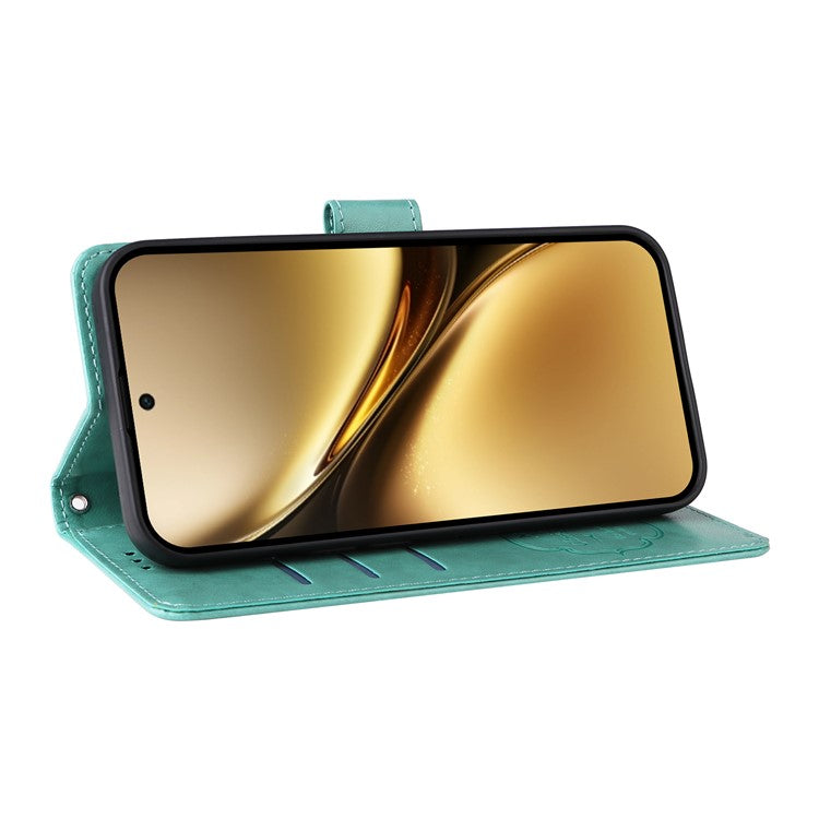 For vivo X200 Pro 5G Leather Case Butterfly Floral Imprint Wallet Stand Cover - Green