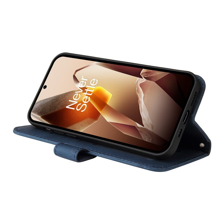 For OnePlus 13 Wallet Case Skin Touch Leather Phone Cover Tree Pattern Hardware - Blue