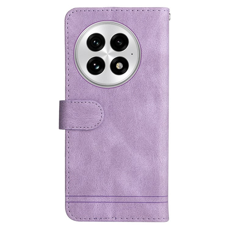 For OnePlus 13 Wallet Case Skin Touch Leather Phone Cover Tree Pattern Hardware - Purple
