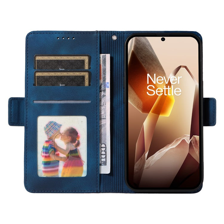 For OnePlus 13 Case PU Leather Phone Cover Rhombus Starry Imprinted - Blue