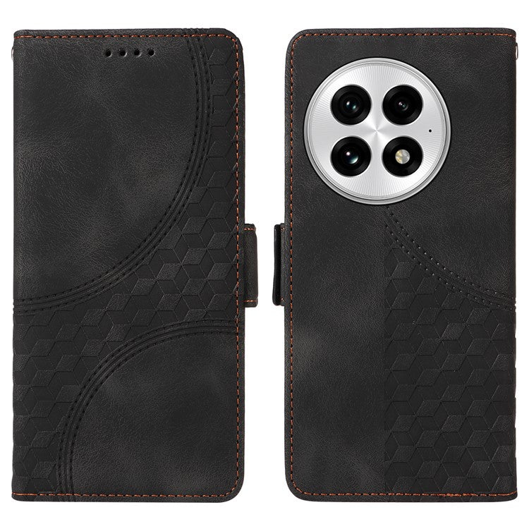 For OnePlus 13 Case PU Leather Phone Cover Rhombus Starry Imprinted - Black