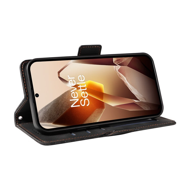 For OnePlus 13 Case PU Leather Phone Cover Rhombus Starry Imprinted - Black