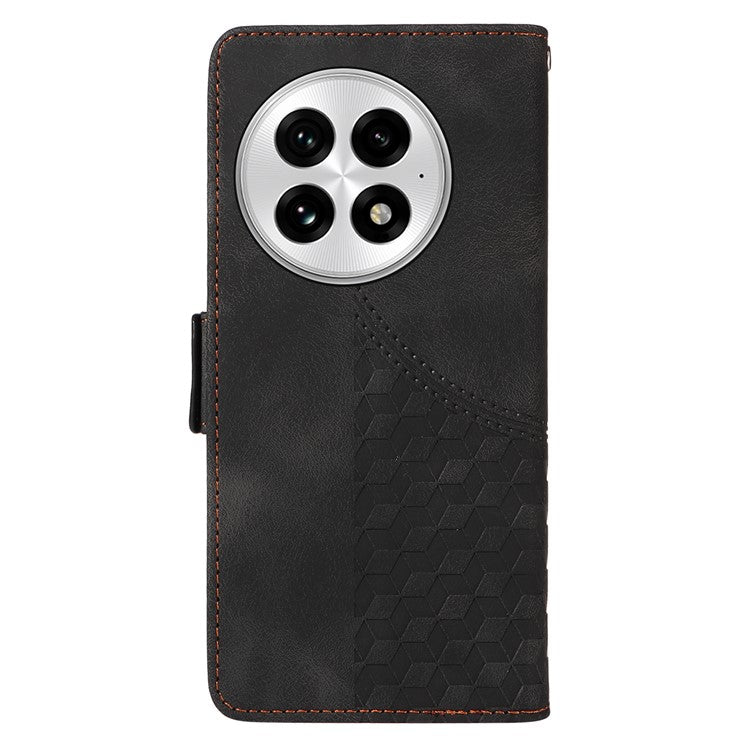 For OnePlus 13 Case PU Leather Phone Cover Rhombus Starry Imprinted - Black