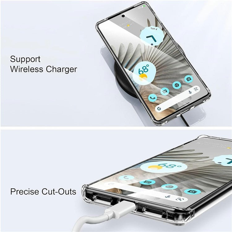 For Google Pixel 7 Pro 5G Magnetic Case Rotary Kickstand TPU PC Clear Phone Back Cover