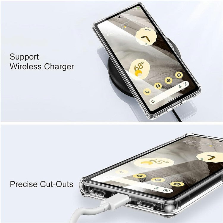 For Google Pixel 7a Magnetic Case Rotary Kickstand TPU PC Clear Phone Back Cover