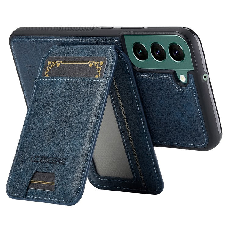 LC.IMEEKE L3 For Samsung Galaxy S22+ 5G Magnetic Case Detachable Card Holder Leather TPU Mobile Cover - Blue