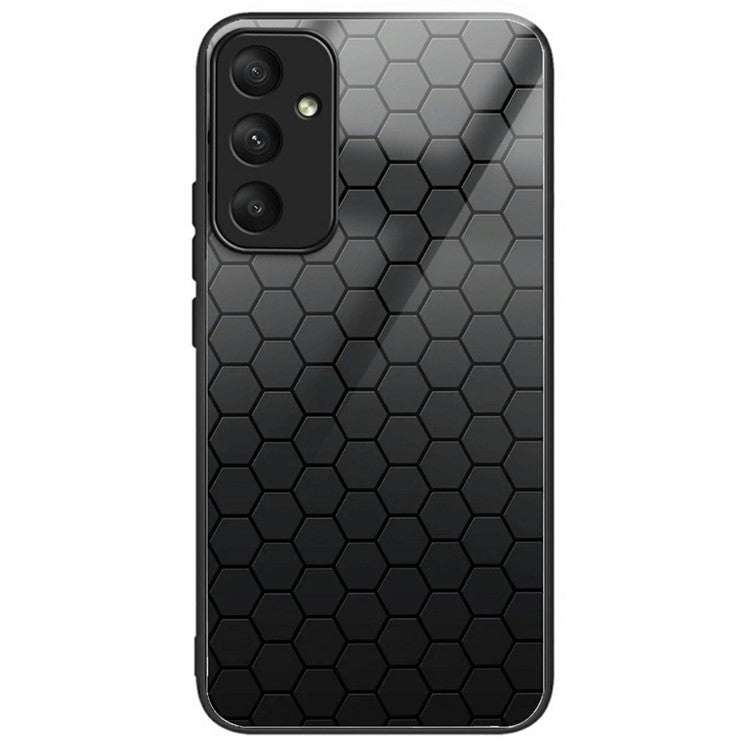 For Samsung Galaxy S24 FE Case Tempered Glass TPU Drop-Proof Phone Cover Pattern Printing - Honeycomb