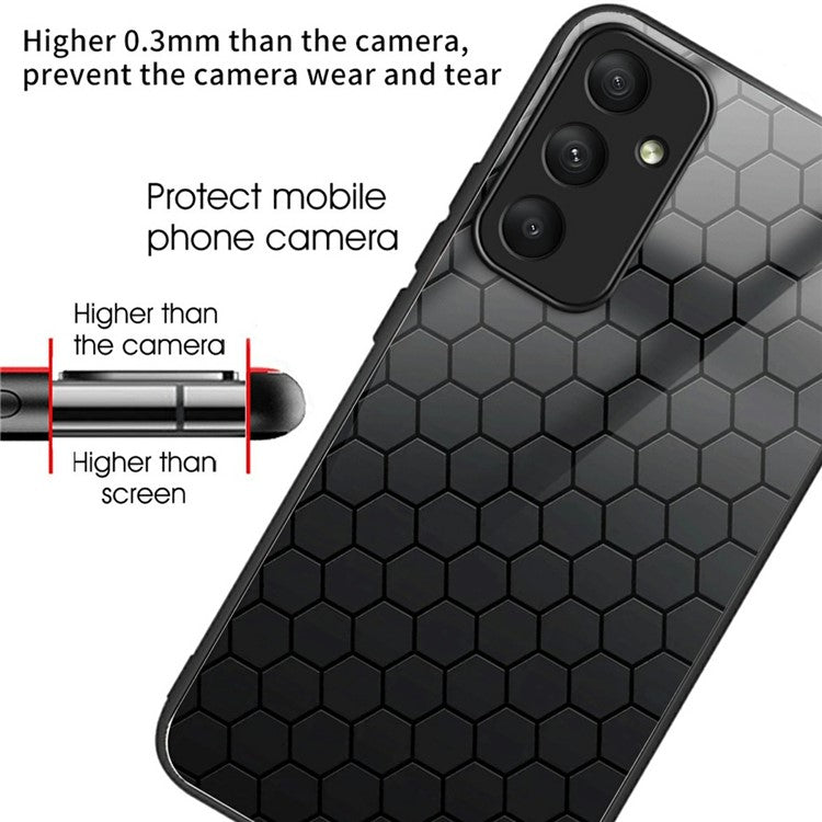 For Samsung Galaxy S24 FE Case Tempered Glass TPU Drop-Proof Phone Cover Pattern Printing - Honeycomb