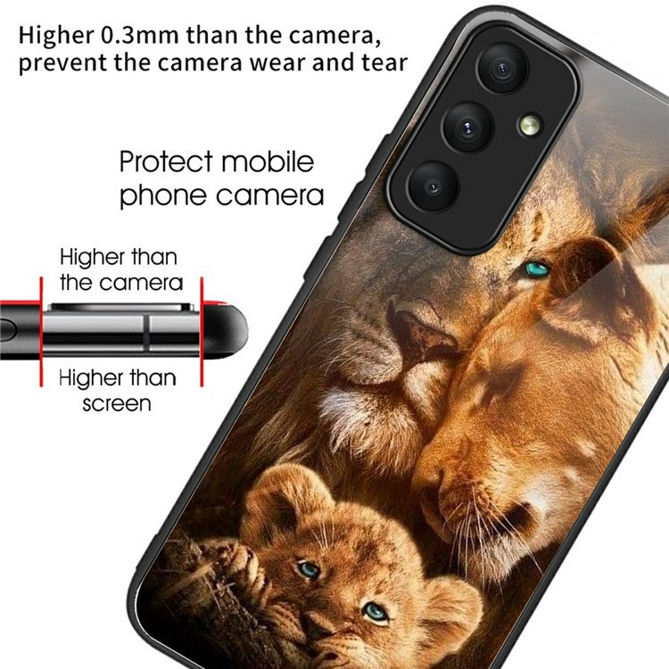 For Samsung Galaxy S25+ Case Pattern Printing Tempered Glass TPU Drop-Proof Phone Cover - Lion Family