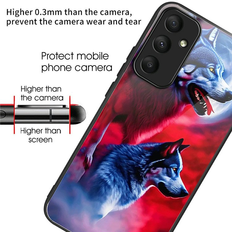 For Samsung Galaxy A26 5G Case Tempered Glass TPU Drop-Proof Phone Cover Pattern Printing - Wolf