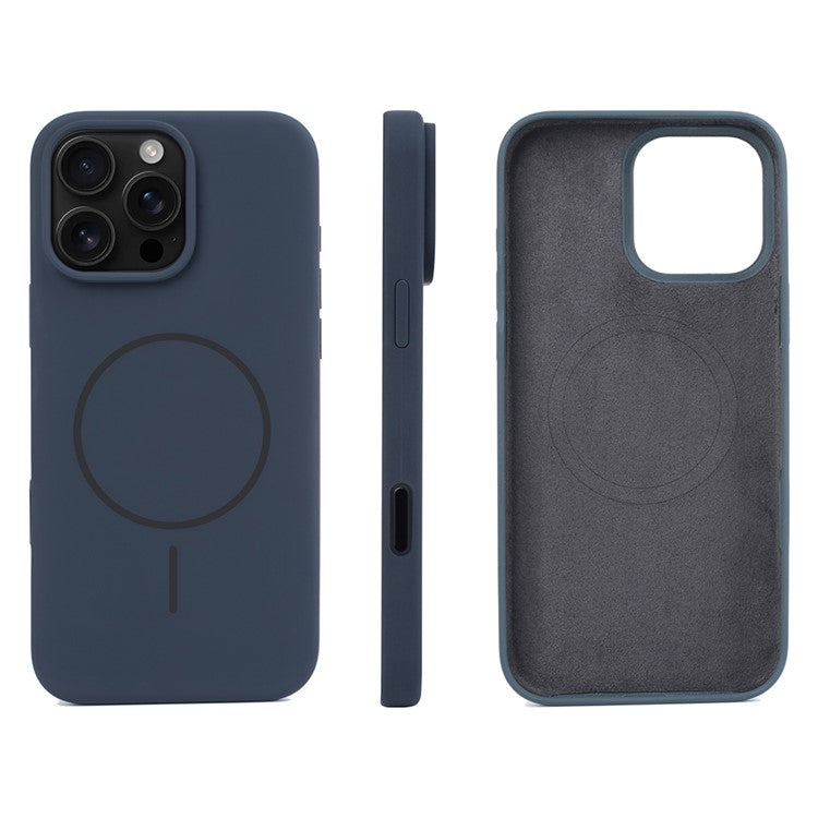 For iPhone 16 Pro Case Compatible with MagSafe Liquid Silicone Phone Back Cover with Camera Button - Black