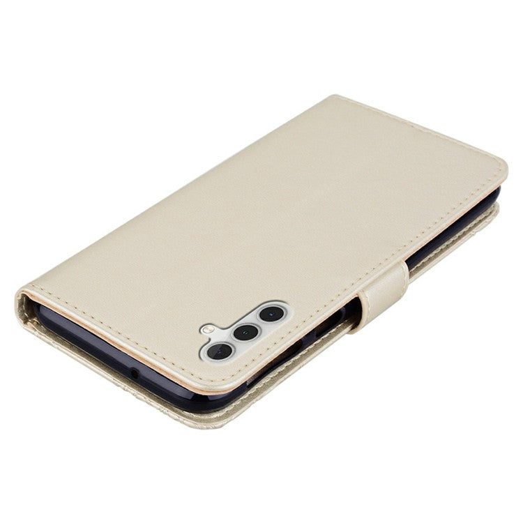 For Samsung Galaxy A56 5G Case Owl Flower Imprinted Leather Cover Wallet with Strap - Gold