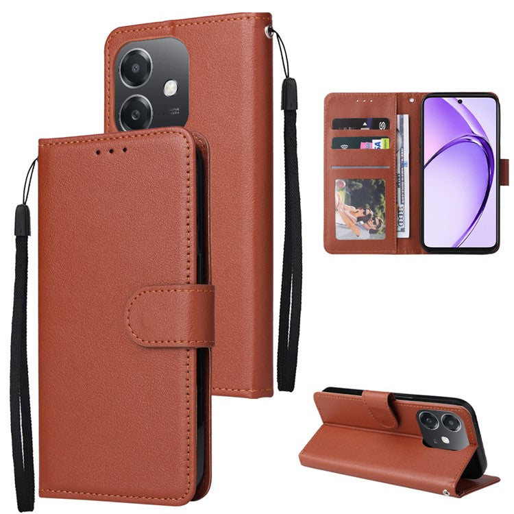 Wallet Phone Case for Oppo A3 4G / 5G / A3x 4G / 5G (India) / A60 5G / A40 4G PU Leather Cover - Brown
