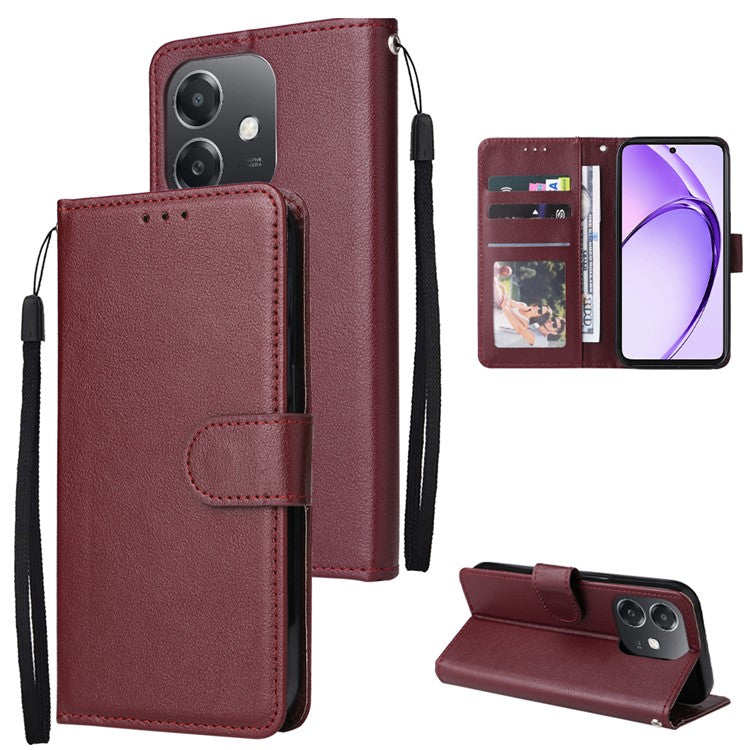 Wallet Phone Case for Oppo A3 4G / 5G / A3x 4G / 5G (India) / A60 5G / A40 4G PU Leather Cover - Wine Red