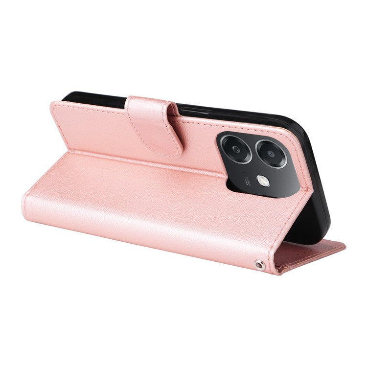 Wallet Phone Case for Oppo A3 4G / 5G / A3x 4G / 5G (India) / A60 5G / A40 4G PU Leather Cover - Rose Gold