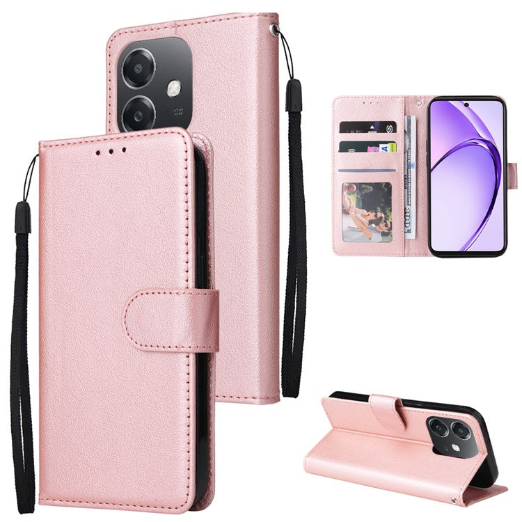 Wallet Phone Case for Oppo A3 4G / 5G / A3x 4G / 5G (India) / A60 5G / A40 4G PU Leather Cover - Rose Gold