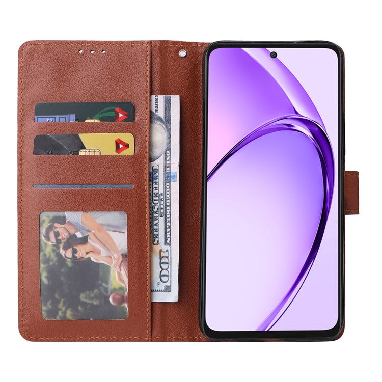 Wallet Phone Case for Oppo A80 5G / A3 Pro (India) 5G / A3 Pro (Global) 5G / K12x 5G (India) / A3x 5G (China) PU Leather Phone Cover - Brown