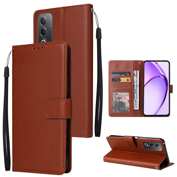 Wallet Phone Case for Oppo A80 5G / A3 Pro (India) 5G / A3 Pro (Global) 5G / K12x 5G (India) / A3x 5G (China) PU Leather Phone Cover - Brown