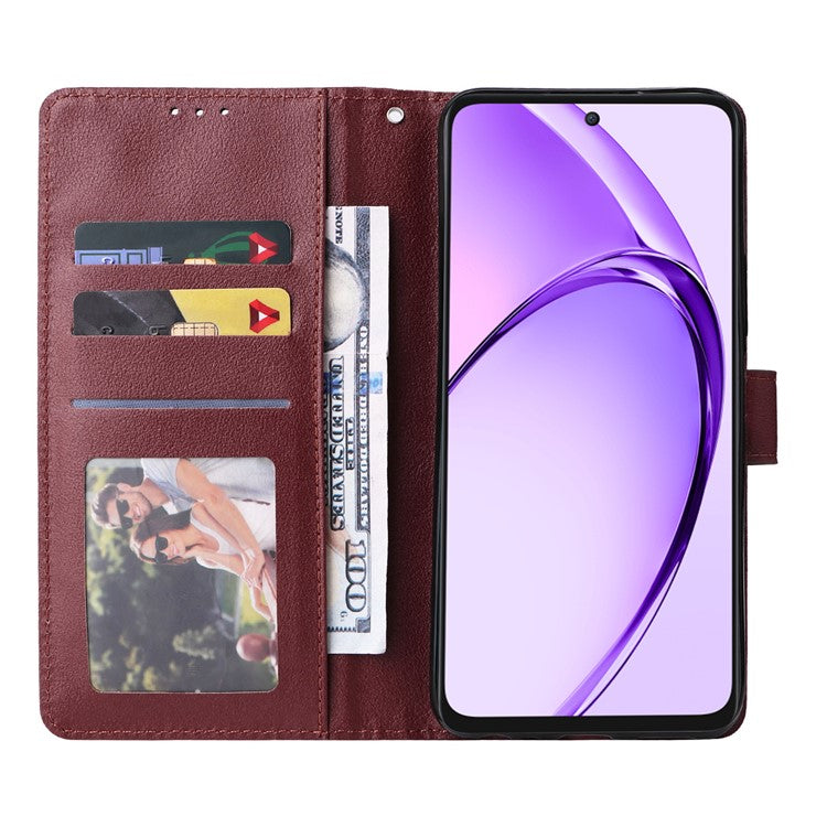 Wallet Phone Case for Oppo A80 5G / A3 Pro (India) 5G / A3 Pro (Global) 5G / K12x 5G (India) / A3x 5G (China) PU Leather Phone Cover - Wine Red