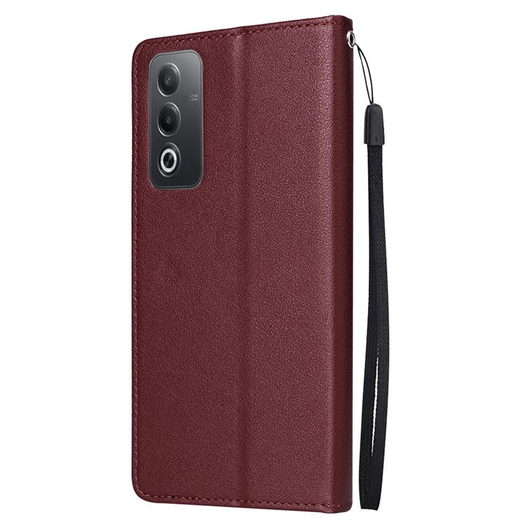 Wallet Phone Case for Oppo A80 5G / A3 Pro (India) 5G / A3 Pro (Global) 5G / K12x 5G (India) / A3x 5G (China) PU Leather Phone Cover - Wine Red