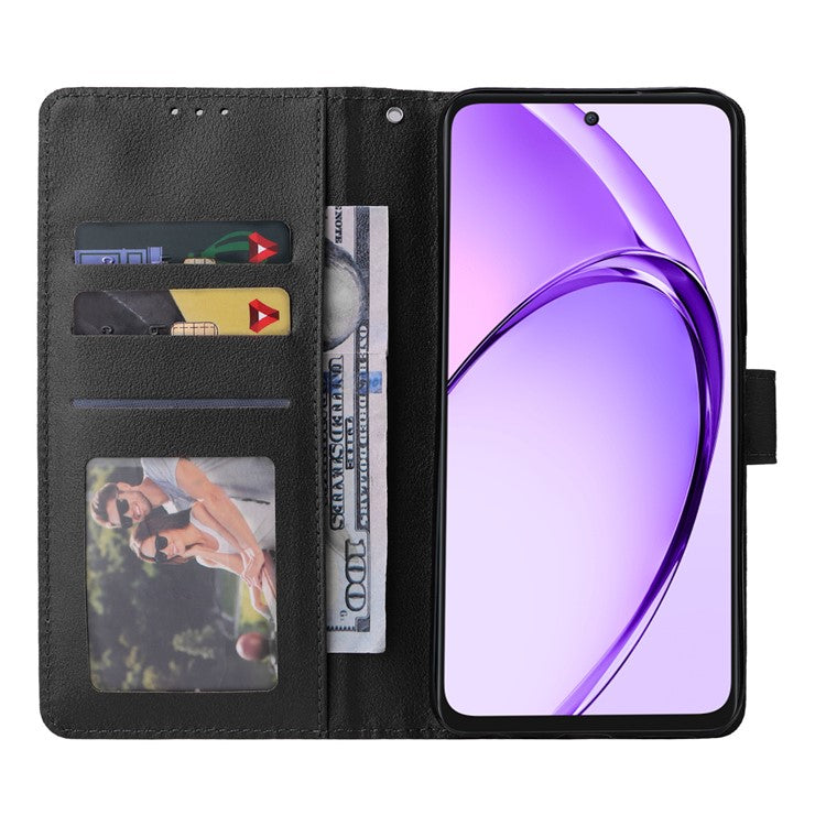 Wallet Phone Case for Oppo A80 5G / A3 Pro (India) 5G / A3 Pro (Global) 5G / K12x 5G (India) / A3x 5G (China) PU Leather Phone Cover - Black