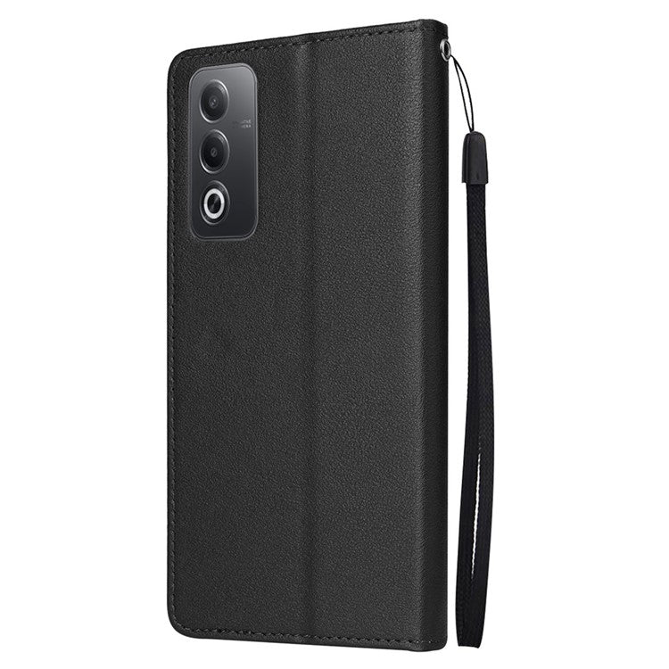 Wallet Phone Case for Oppo A80 5G / A3 Pro (India) 5G / A3 Pro (Global) 5G / K12x 5G (India) / A3x 5G (China) PU Leather Phone Cover - Black