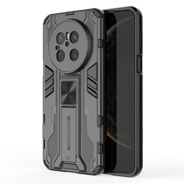 For Huawei Mate 70 Case PC + TPU Shockproof Phone Cover with Kickstand - Black - Black