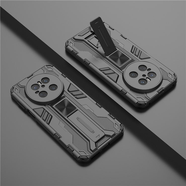 For Huawei Mate 70 Case PC + TPU Shockproof Phone Cover with Kickstand - Black - Black