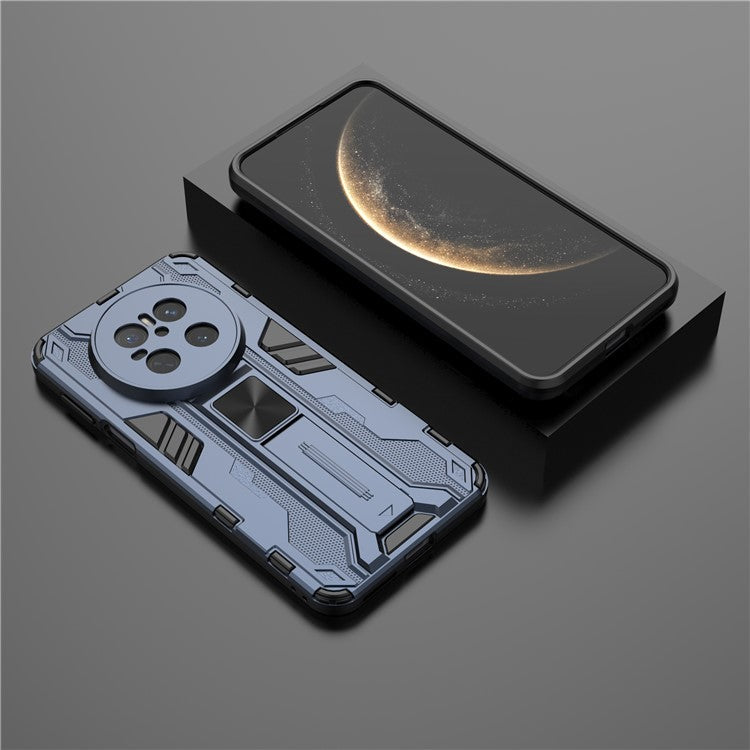 For Huawei Mate 70 Case PC + TPU Shockproof Phone Cover with Kickstand - Black - Blue