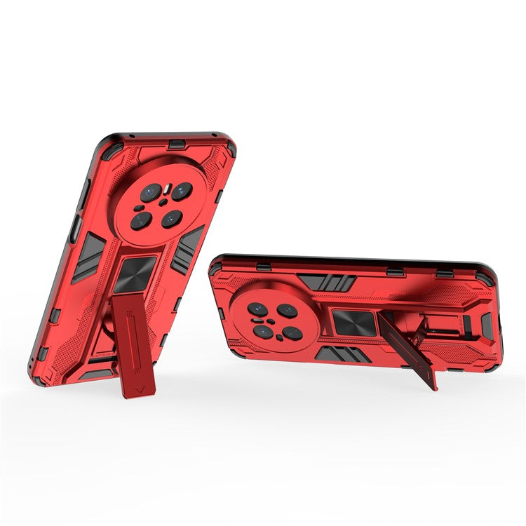 For Huawei Mate 70 Case PC + TPU Shockproof Phone Cover with Kickstand - Black - Red