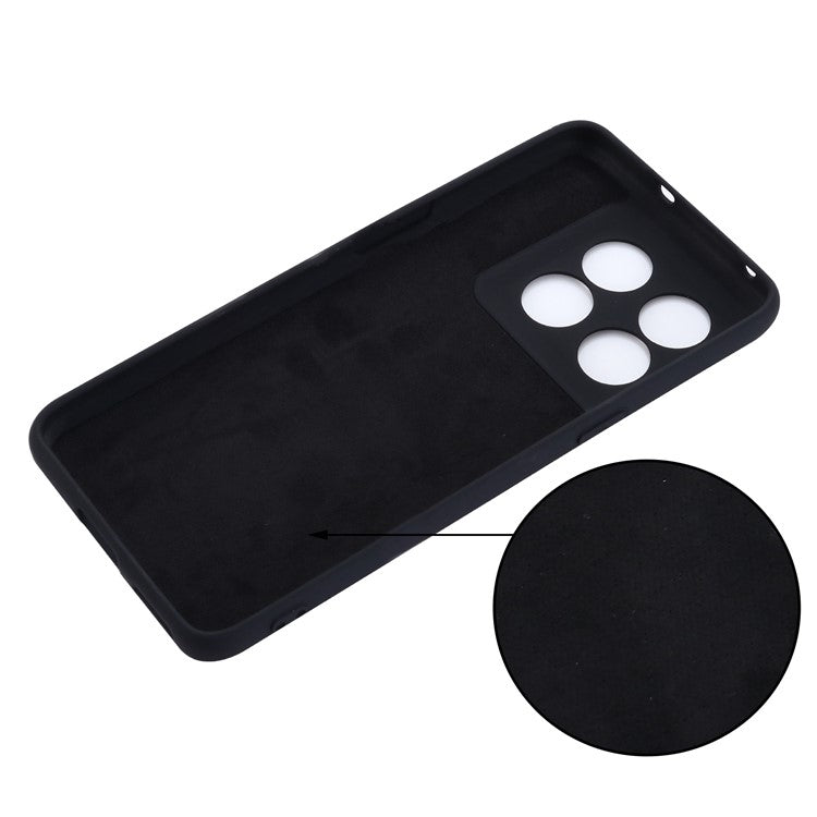 For OnePlus 10T 5G / Ace Pro 5G Liquid Silicone Shockproof Protective Phone Case Soft Fiber Lining Anti-Scratch Cover with Strap - Black