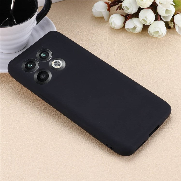 For OnePlus 10T 5G / Ace Pro 5G Liquid Silicone Shockproof Protective Phone Case Soft Fiber Lining Anti-Scratch Cover with Strap - Black