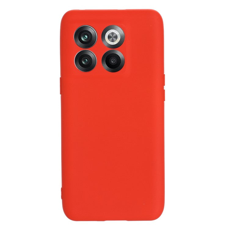 For OnePlus 10T 5G / Ace Pro 5G Liquid Silicone Shockproof Protective Phone Case Soft Fiber Lining Anti-Scratch Cover with Strap - Red