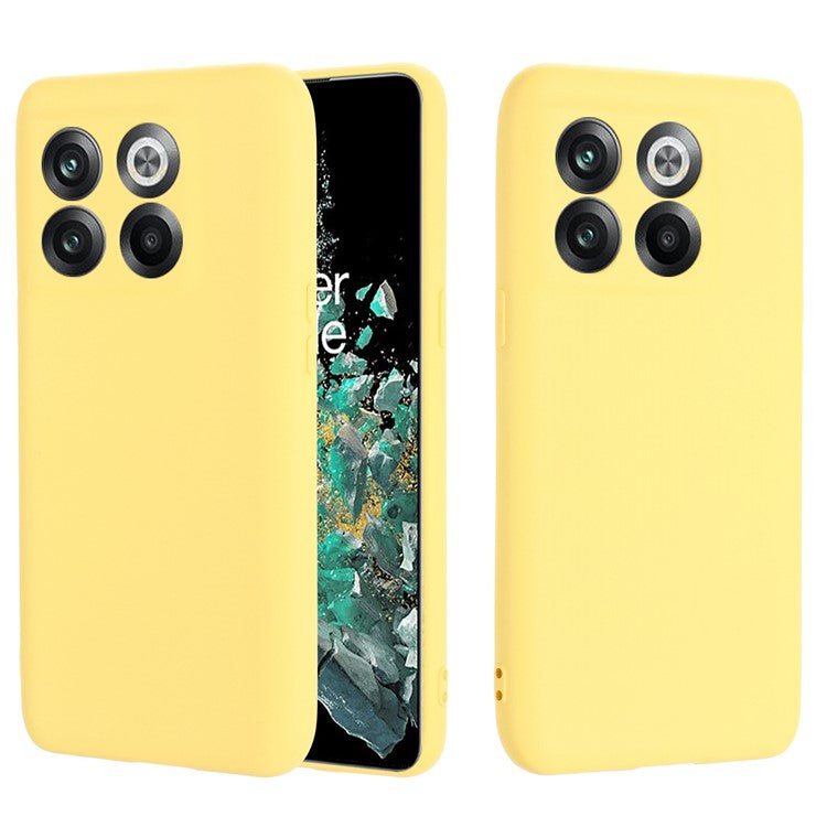 For OnePlus 10T 5G / Ace Pro 5G Liquid Silicone Shockproof Protective Phone Case Soft Fiber Lining Anti-Scratch Cover with Strap - Yellow