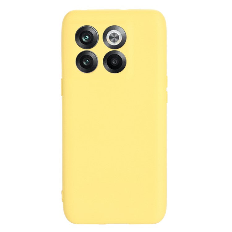 For OnePlus 10T 5G / Ace Pro 5G Liquid Silicone Shockproof Protective Phone Case Soft Fiber Lining Anti-Scratch Cover with Strap - Yellow