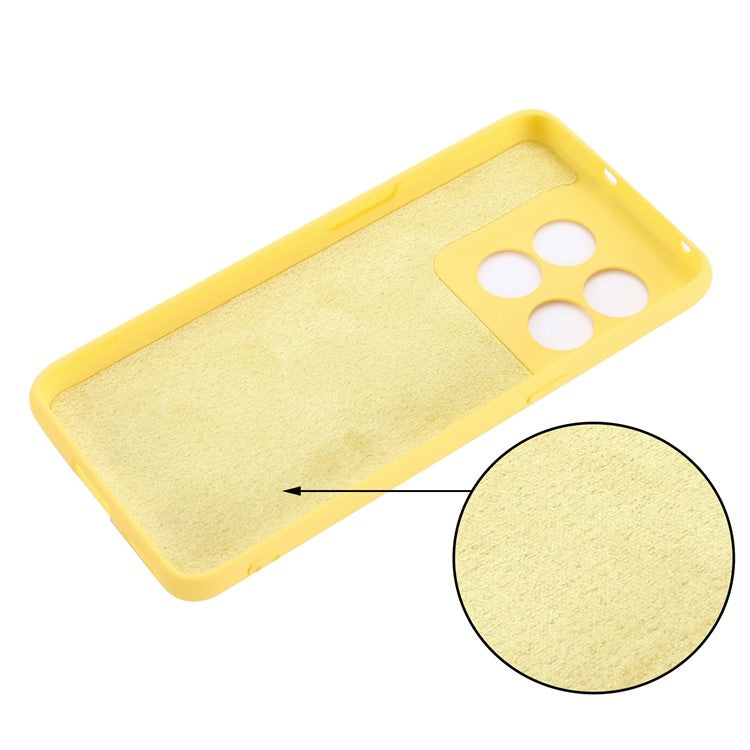 For OnePlus 10T 5G / Ace Pro 5G Liquid Silicone Shockproof Protective Phone Case Soft Fiber Lining Anti-Scratch Cover with Strap - Yellow