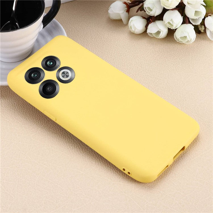 For OnePlus 10T 5G / Ace Pro 5G Liquid Silicone Shockproof Protective Phone Case Soft Fiber Lining Anti-Scratch Cover with Strap - Yellow