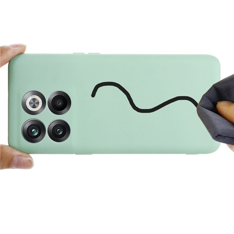 For OnePlus 10T 5G / Ace Pro 5G Liquid Silicone Shockproof Protective Phone Case Soft Fiber Lining Anti-Scratch Cover with Strap - Green