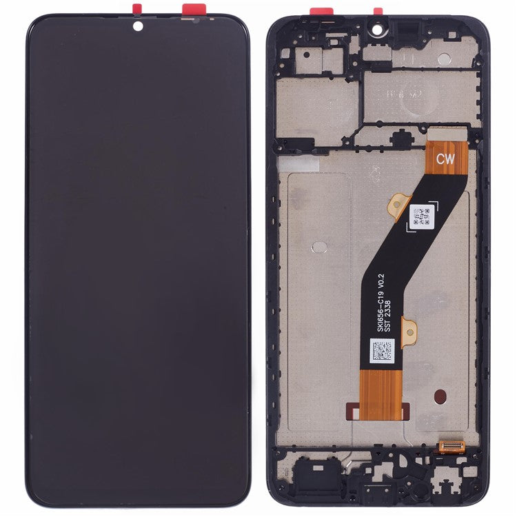 For TECNO Pop 7 BF6 Grade C LCD Screen and Digitizer Assembly + Frame Part (Without Logo)