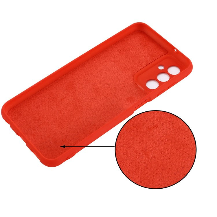 For Samsung Galaxy M13 4G Mobile Phone Case Liquid Silicone Anti-scratch Cell Phone Shell Cover with Strap - Red