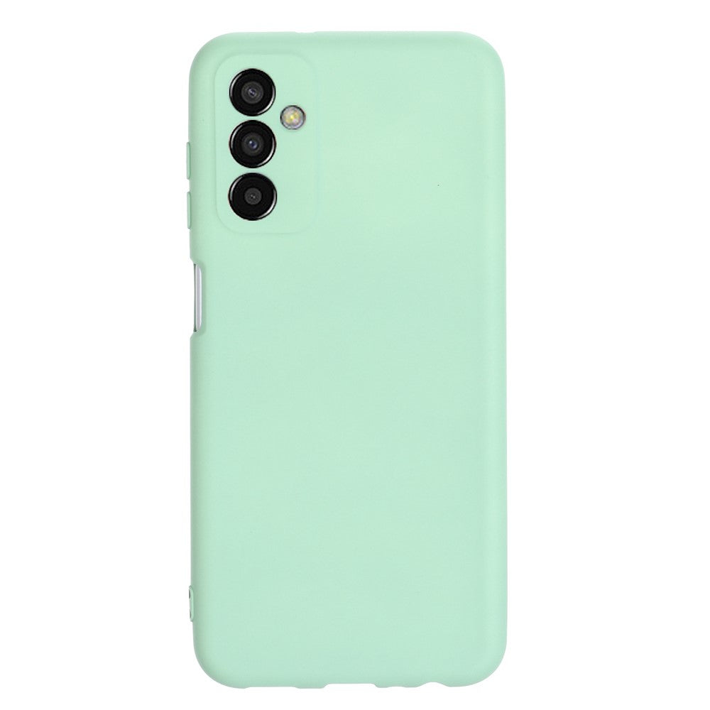 For Samsung Galaxy M13 4G Mobile Phone Case Liquid Silicone Anti-scratch Cell Phone Shell Cover with Strap - Green
