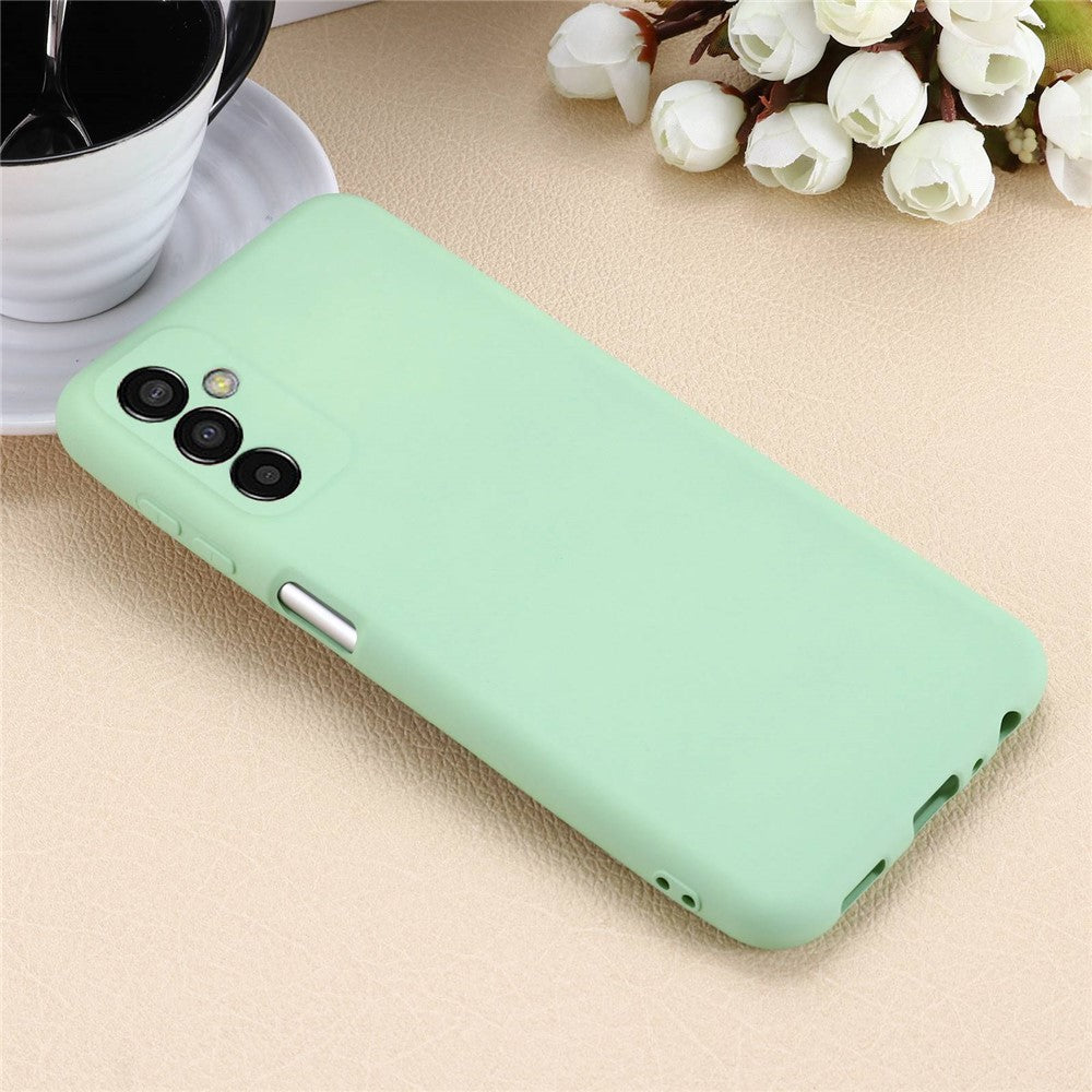 For Samsung Galaxy M13 4G Mobile Phone Case Liquid Silicone Anti-scratch Cell Phone Shell Cover with Strap - Green