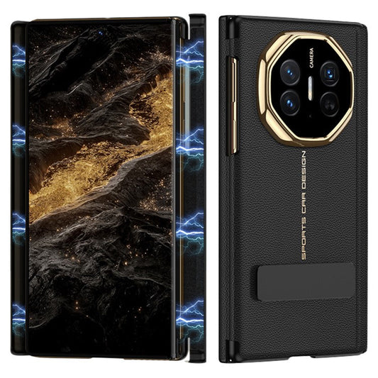 GKK For Huawei Mate XT Ultimate Case Magnetic Folding Full Protection PC PU Leather Slim Phone Cover - Black
