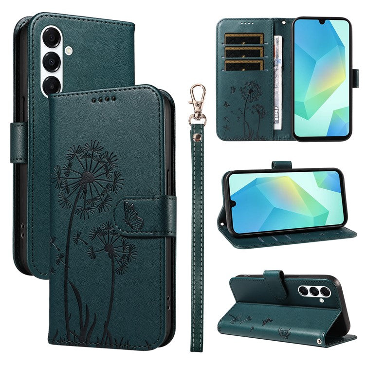 For Samsung Galaxy A26 5G / A16 5G / A16 4G Leather Case Wallet Phone Cover Dandelion Imprint - Blue
