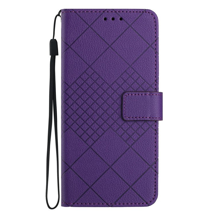 For Motorola Moto G 5G (2025) Wallet Phone Case Imprint PU Leather Flip Folio Cover - Dark Purple